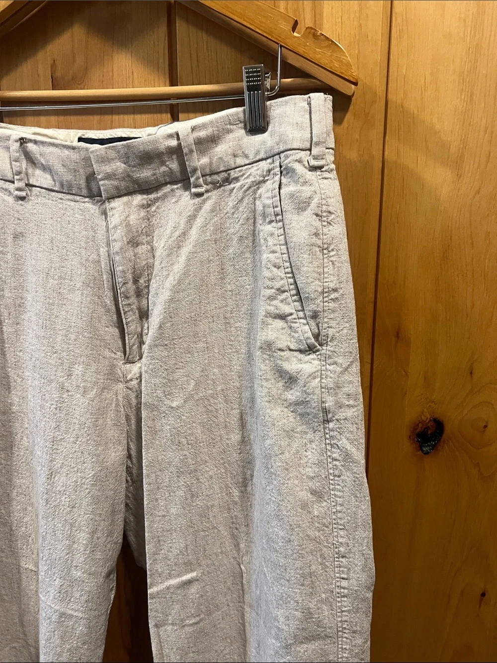 Abercrombie & Fitch Men's Light Beige Baggy Trouser Linen Pants - 32x30